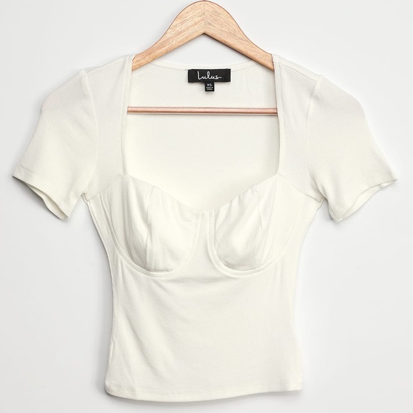 Lulus White Ribbed Bustier Top - Picture 5 of 10
